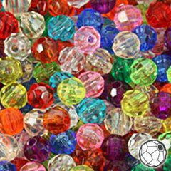 8mm Plastic Facetted Beads 900/pk - Multi