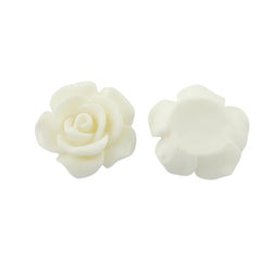 Resin Cabochons, Flower 15mm White 10/pk