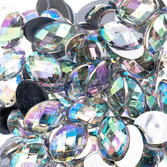 Flat Back Rhinestones Oval 10x14mm Crystal AB 200/pk