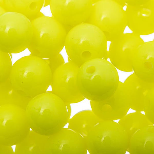 Round Plastic Beads 8mm Opaque Neon Yellow 100/pk