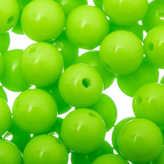 8mm Round Plastic Beads 100/pk - Neon Green Yellow