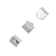 6mm Silver Ribbon Ends 10/pk