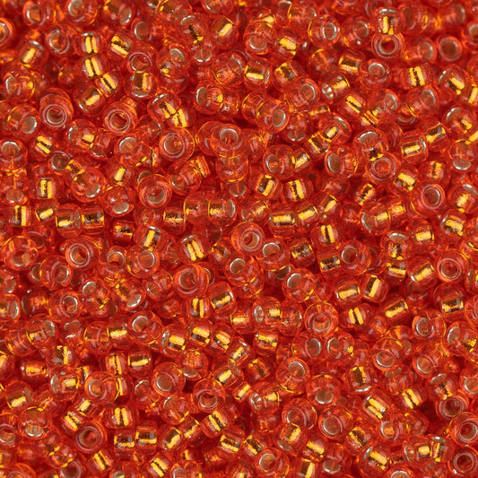 15/0 Miyuki Seed Beads #0009 Silver Lined Orange 8.2g