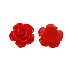 Resin Cabochons, Flower 15mm Red 10/pk