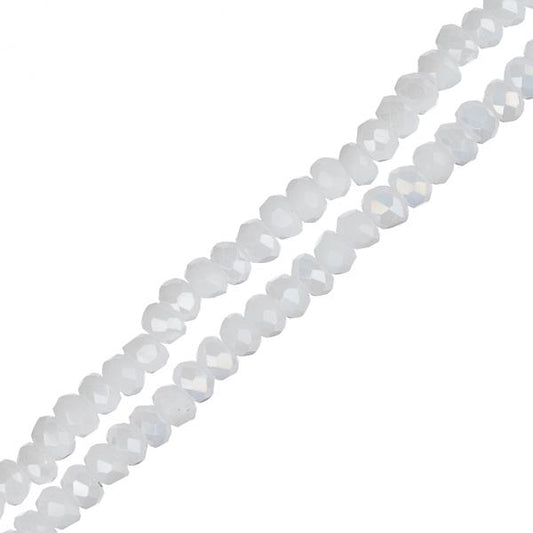 Crystal Lane Rondelle 1.5x2.5mm Opaque White AB 2x7" Strands
