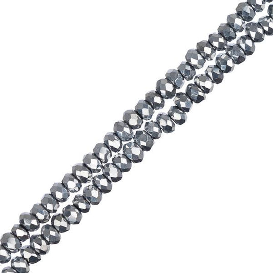 Crystal Lane Rondelle 1.5x2.5mm Opaque Silver Iris 2x7" Strands