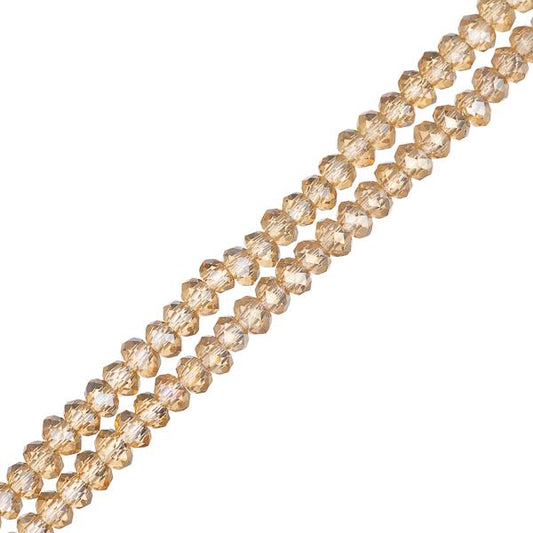 Crystal Lane Rondelle 1.5x2.5mm Transparent Topaz AB 2x7" Strands