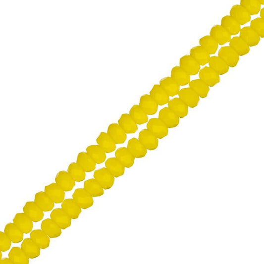 Crystal Lane Rondelle 1.5x2.5mm Opaque Yellow 2x7" Strands