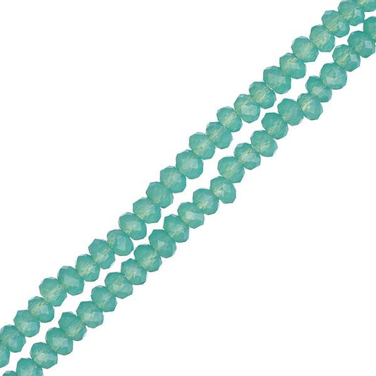 Crystal Lane Rondelle 1.5x2.5mm Opaque Turquoise Green 2x7" Strands