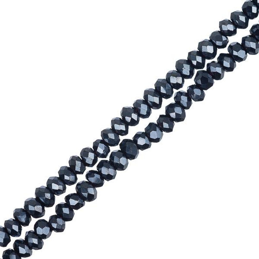 Crystal Lane Rondelle 1.5x2.5mm Op Gunmetal Luster 2x7" Strands