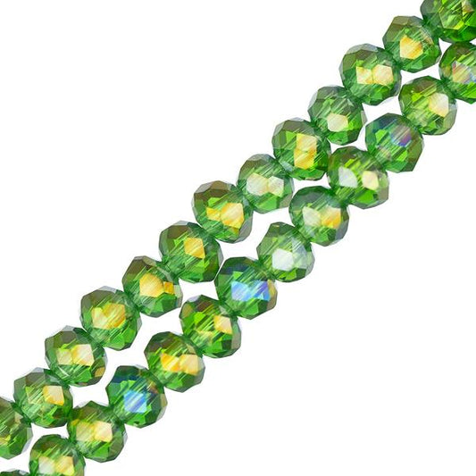 Crystal Lane Rondelle 3x4mm Transparent Green AB 2x7" Strand