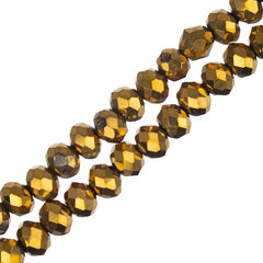 Crystal Lane Rondelle 3x4mm Opaque Gold Iris 110/Strand