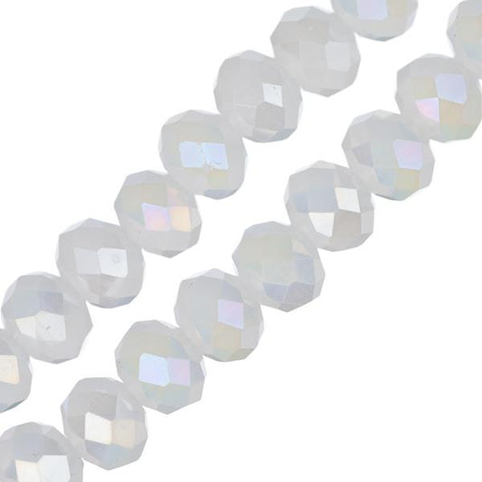 Crystal Lane Rondelle 4x6mm Op White Matt AB 2x7" Strand