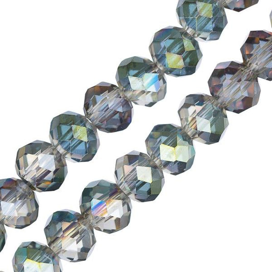 Crystal Lane Rondelle 4x6mm Tr Rose Green Luster 2x7" Strand