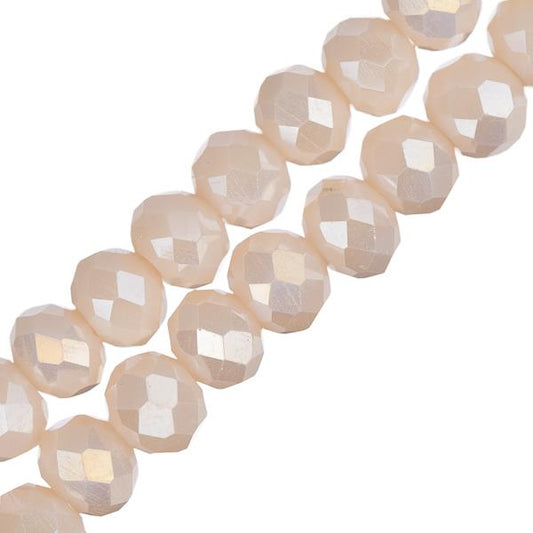Crystal Lane Rondelle 4x6mm Opaque Cream AB 2x7" Strand