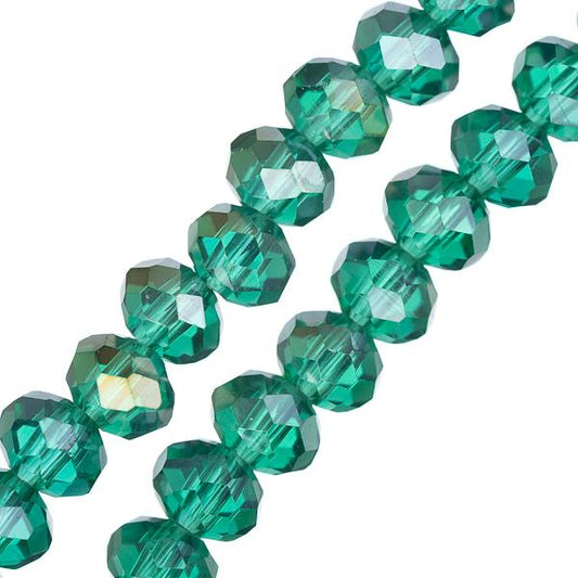 Crystal Lane Rondelle 4x6mm Transparent Dark Green AB 2x7" Strand