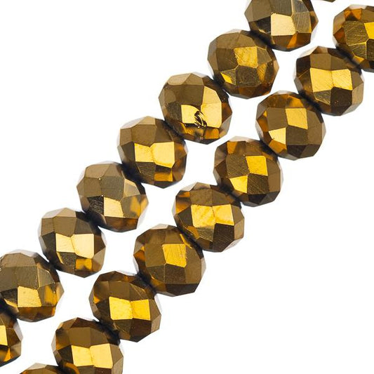 Crystal Lane Rondelle 4x6mm Opaque Gold Iris 2x7" Strand