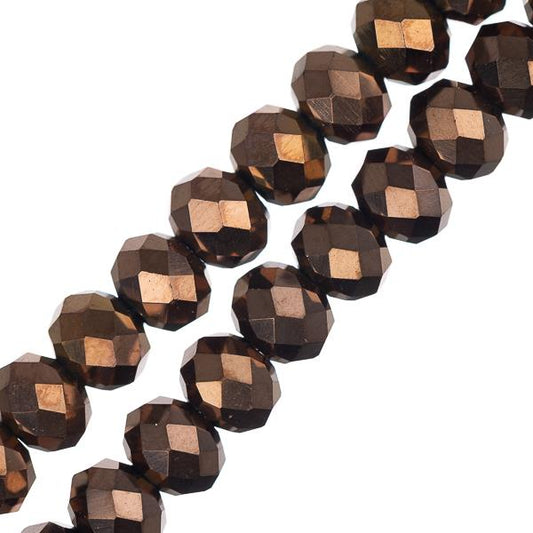 Crystal Lane Rondelle 4x6mm Opaque Copper Iris 2x7" Strand