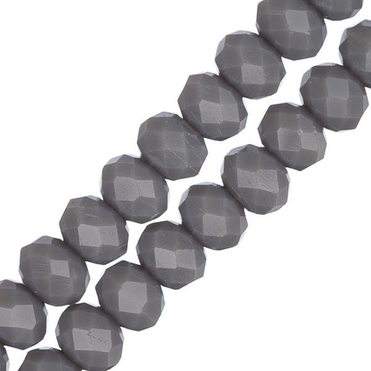 Crystal Lane Rondelle 4x6mm Opaque Grey 2x7" Strand