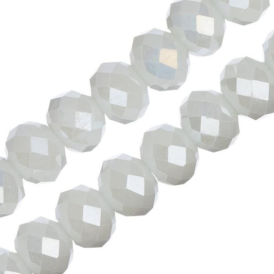 Crystal Lane Rondelle 6x8mm Opaque White AB 2x7" Strand
