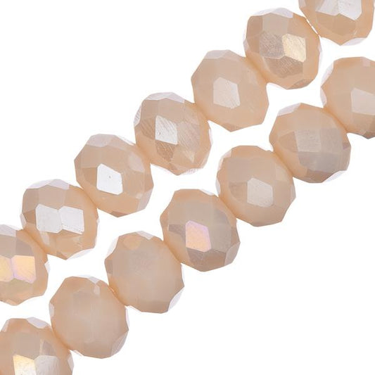 Crystal Lane Rondelle 6x8mm Opaque Cream AB 2x7" Strand