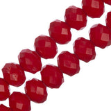 Crystal Lane Rondelle 6x8mm Opaque Red 2x7" Strand
