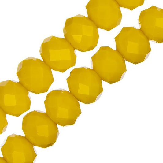 Crystal Lane Rondelle 6x8mm Opaque Yellow 2x7" Strand