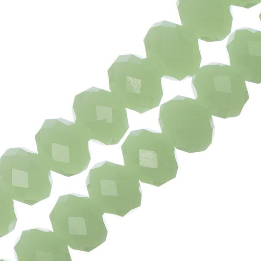 Crystal Lane Rondelle 6x8mm Opaque Light Green 2x7" Strand