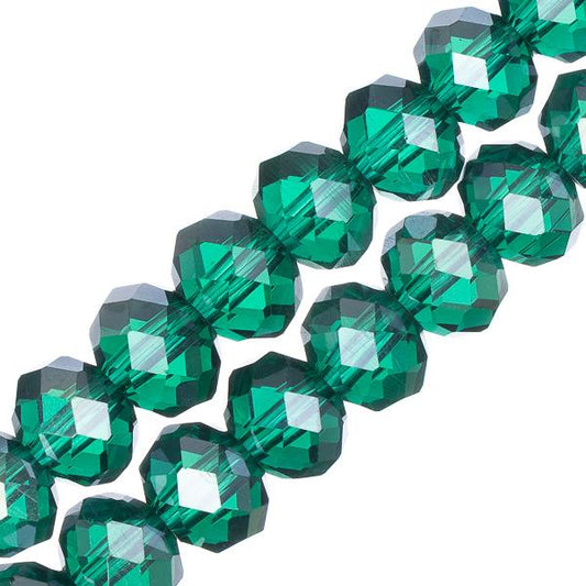 Crystal Lane Rondelle 6x8mm Transparent Dark Green AB 2x7" Strand