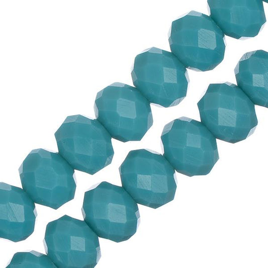 Crystal Lane Rondelle 6x8mm Opaque Turquoise Blue 2x7" Strand