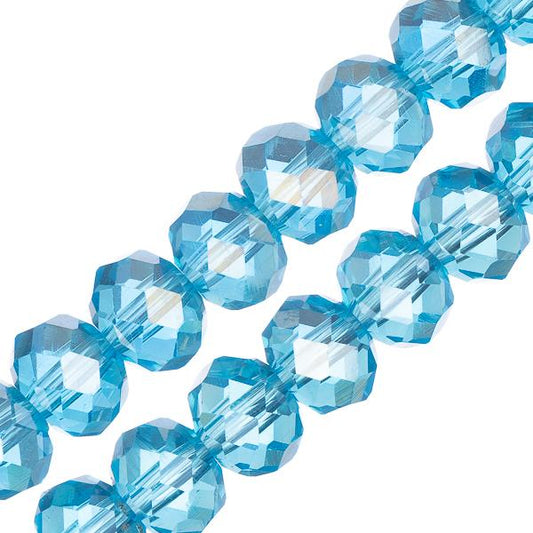 Crystal Lane Rondelle 6x8mm Transparent Blue AB 58/Strand