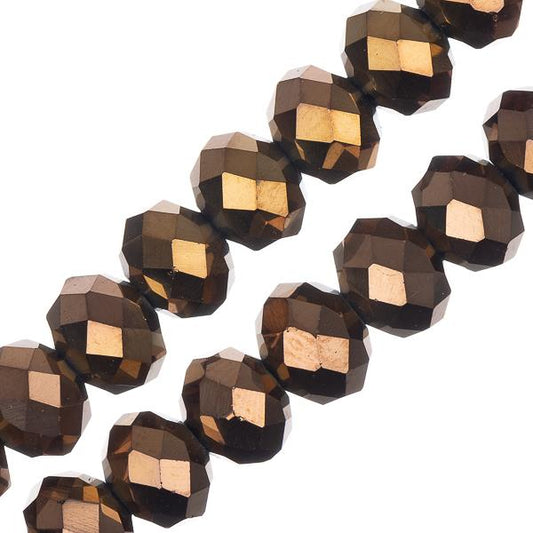 Crystal Lane Rondelle 6x8mm Opaque Copper Iris 2x7" Strand