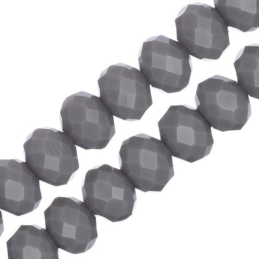 Crystal Lane Rondelle 6x8mm Opaque Grey 2x7" Strand