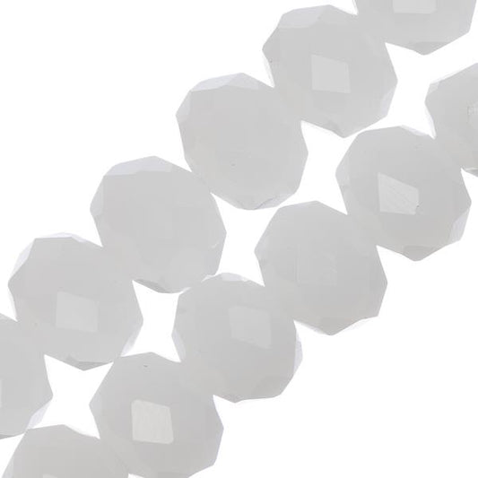 Crystal Lane Rondelle 8x10mm Opaque White Matt 2x7" Strand