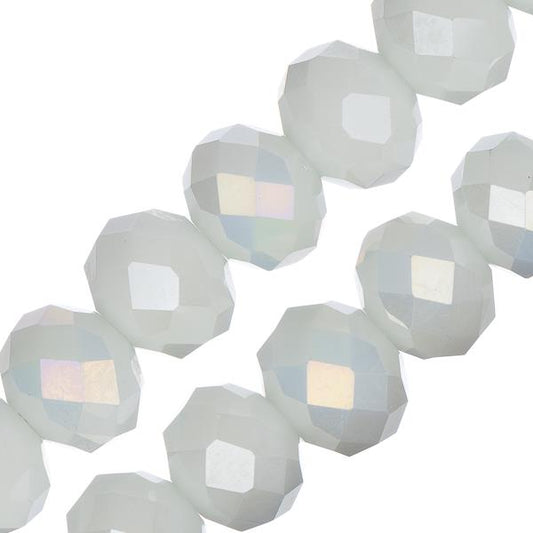 Crystal Lane Rondelle 8x10mm Opaque White AB 2x7" Strand