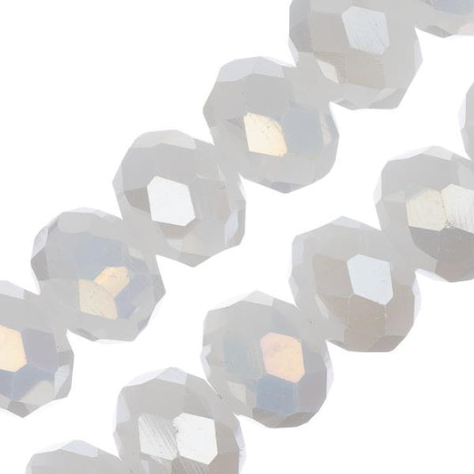 Crystal Lane Rondelle 8x10mm Op White Matt AB 2x7" Strand
