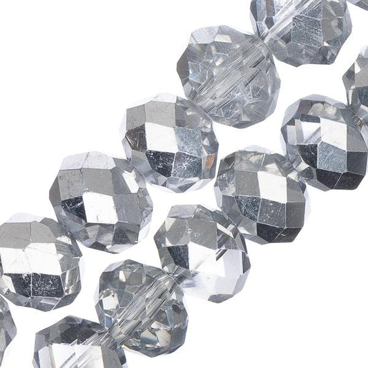 Crystal Lane Rondelle 8x10mm Tr Half Silver Iris 2x7" Strand