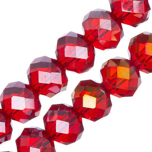 Crystal Lane Rondelle 8x10mm Transparent Red AB 2x7" Strand