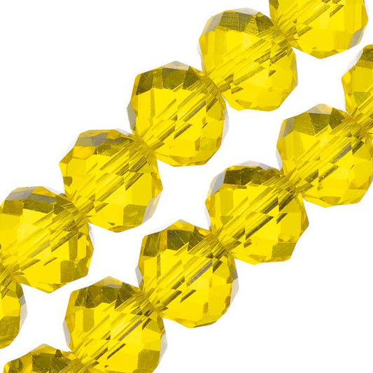 Crystal Lane Rondelle 8x10mm Transparent Yellow 2x7" Strand