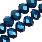 Crystal Lane Rondelle 8x10mm Opaque Blue Iris 2x7" Strand