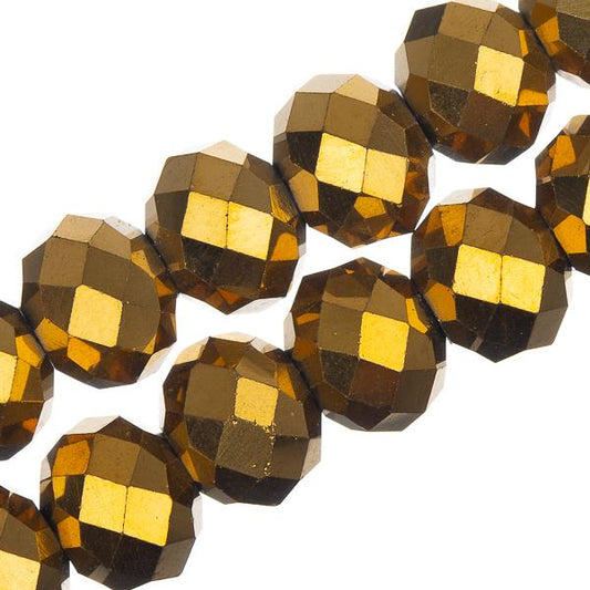 Crystal Lane Rondelle 8x10mm Opaque Gold Iris 2x7" Strand