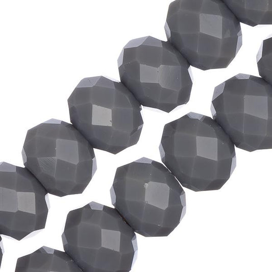 Crystal Lane Rondelle 8x10mm Opaque Grey 2x7" Strand