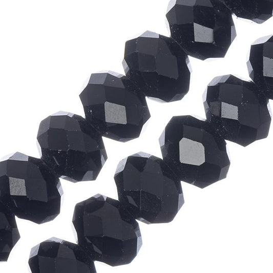Crystal Lane Rondelle 8x10mm Opaque Black 2x7" Strand