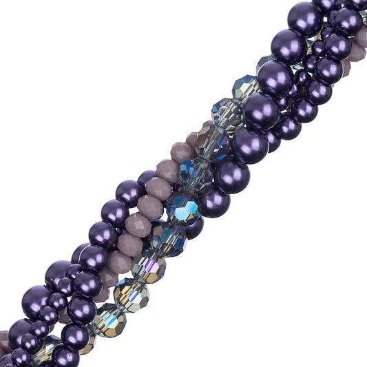 Crystal Lane Twisted Bead Strands Blackcurrant Swirl Moonflower
