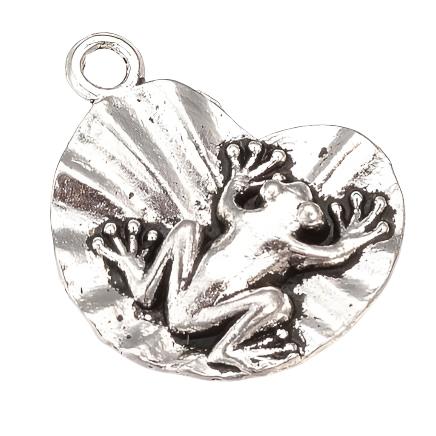 Frog On A Lily Pad Metal Charm 16x18mm 5/pk