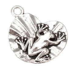 3/4" Frog On A Lily Pad Metal Charm 5/pk