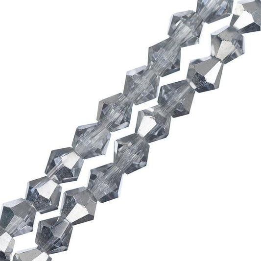 Crystal Lane Bicone 4mm Tr Half Silver Iris 96/Strand