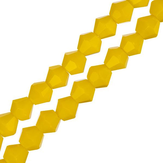 Crystal Lane Bicone 4mm Opaque Yellow 2x7" Strand