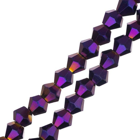 Crystal Lane Bicone 4mm Opaque Purple Iris 2x7" Strand