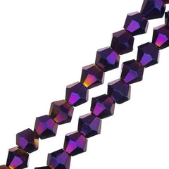 Crystal Lane Bicone 4mm Opaque Purple Iris 96/Strand